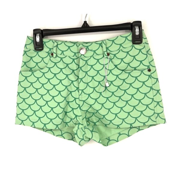 Cake Womens Litte Mermaid Shorts Size 0 Green Scales Dinglehopper Green - Picture 1 of 4